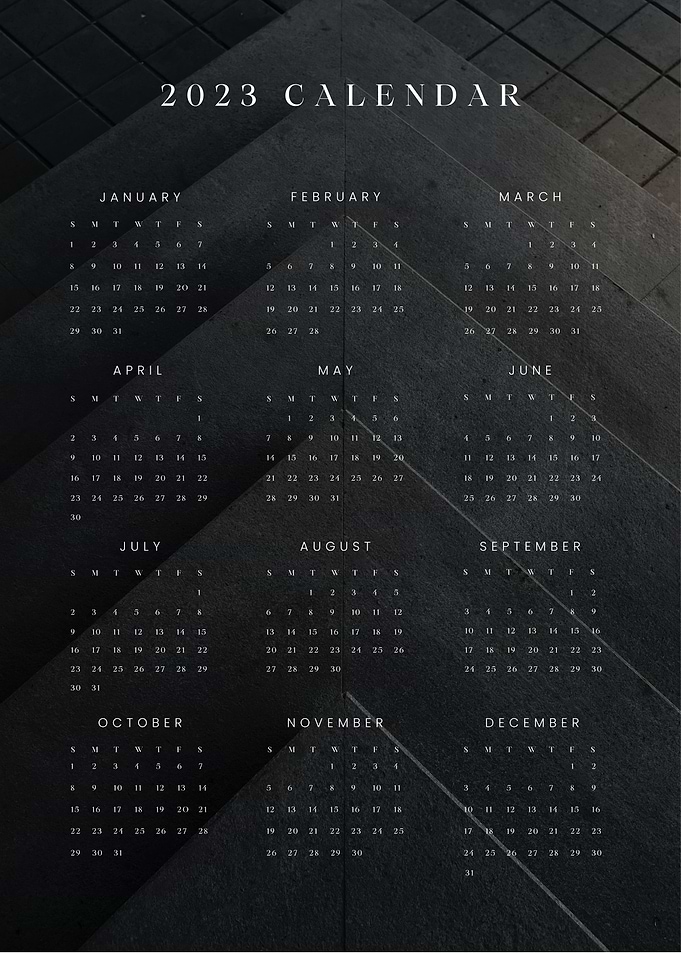 2023 Calendar Black