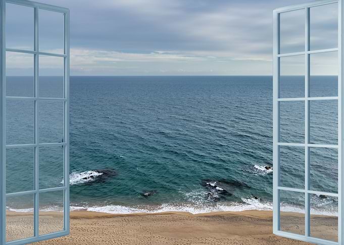 Open window sea view