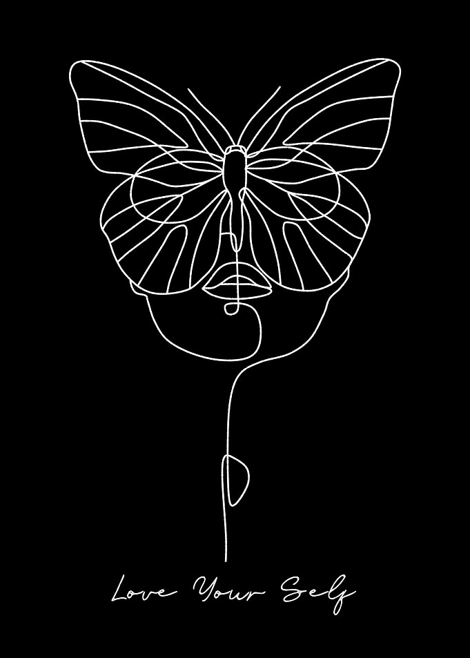butterfly line black white