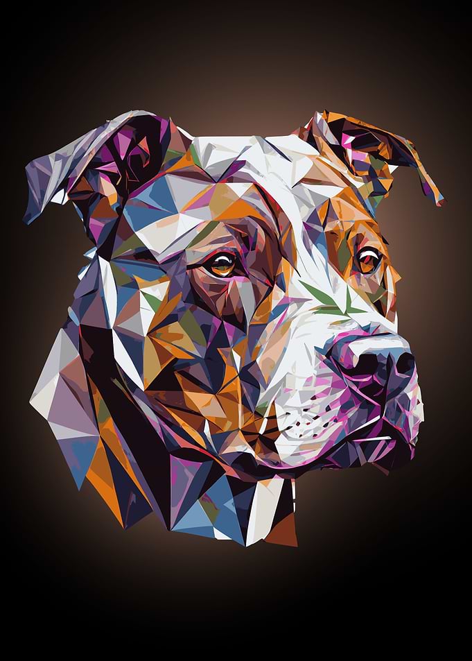 Geometric Pitbull Painting