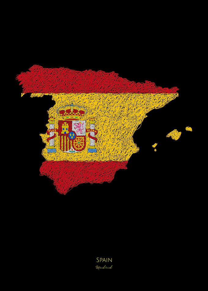Spain Flag Map World Cup