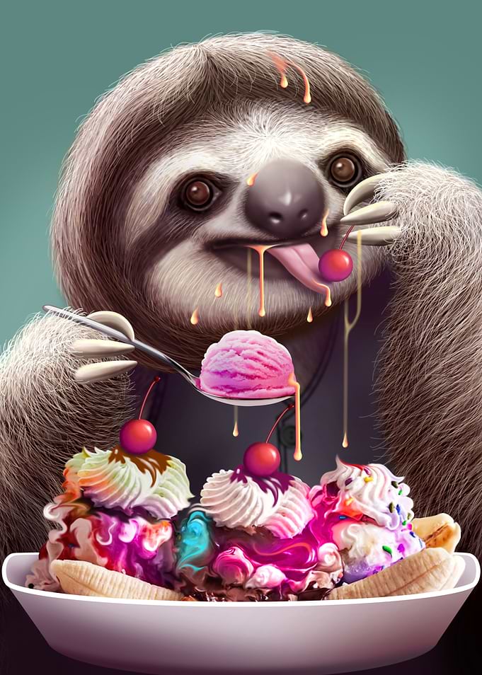 SLOTH EATING ICE CREAM