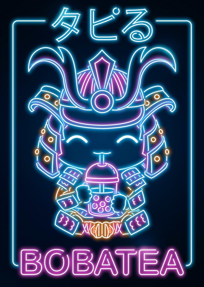 Retro Boba Tea Samurai