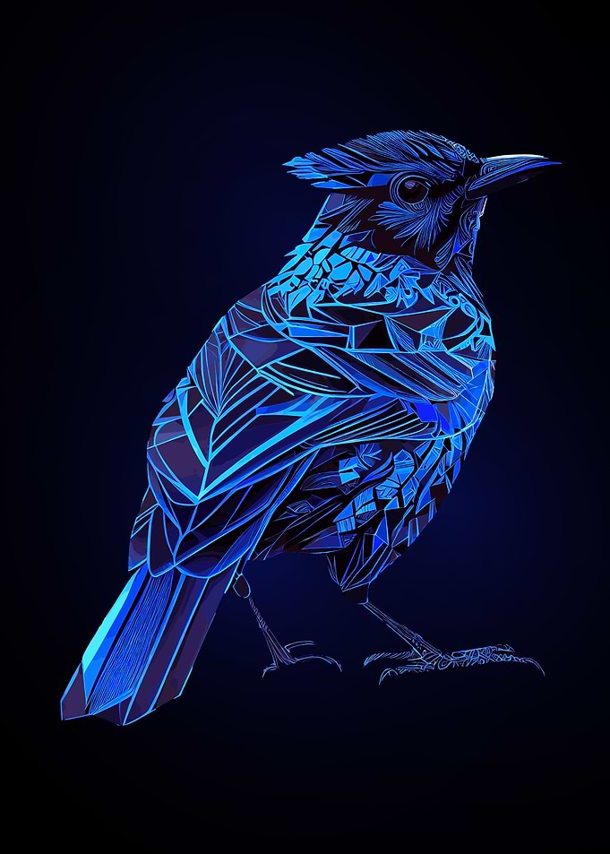 Geometric Blue Jay Bird