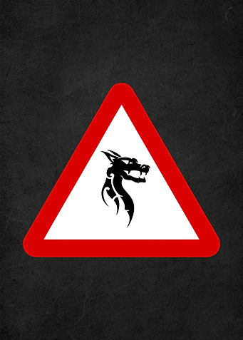 dragon road sign badges
