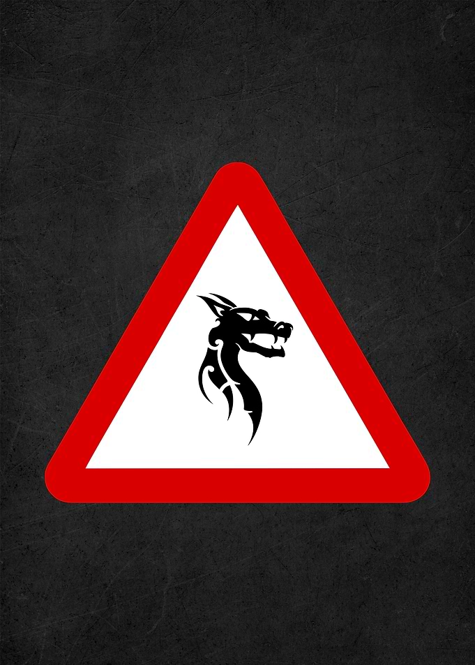 dragon road sign badges