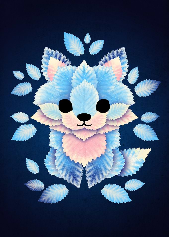 Ice fox of leaves