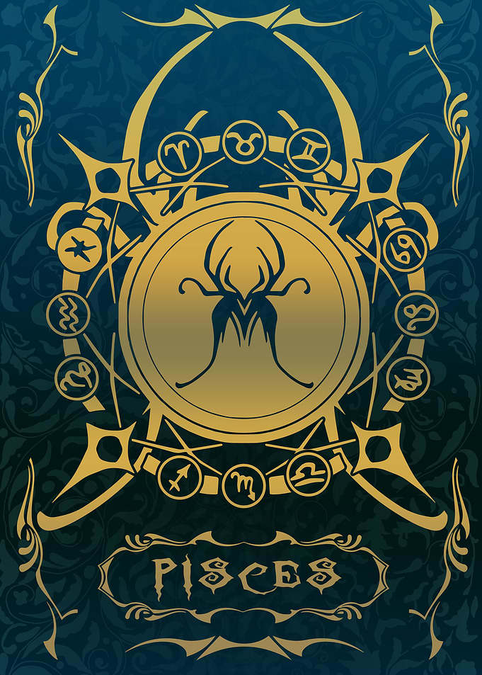 Zodiac Sign card PISCES