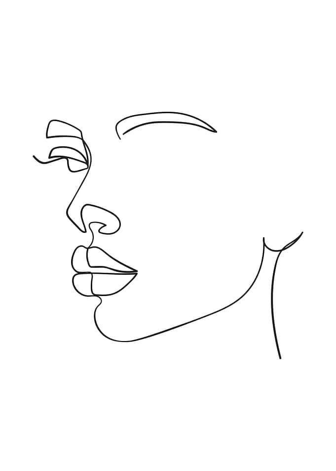 Erotic woman face line art