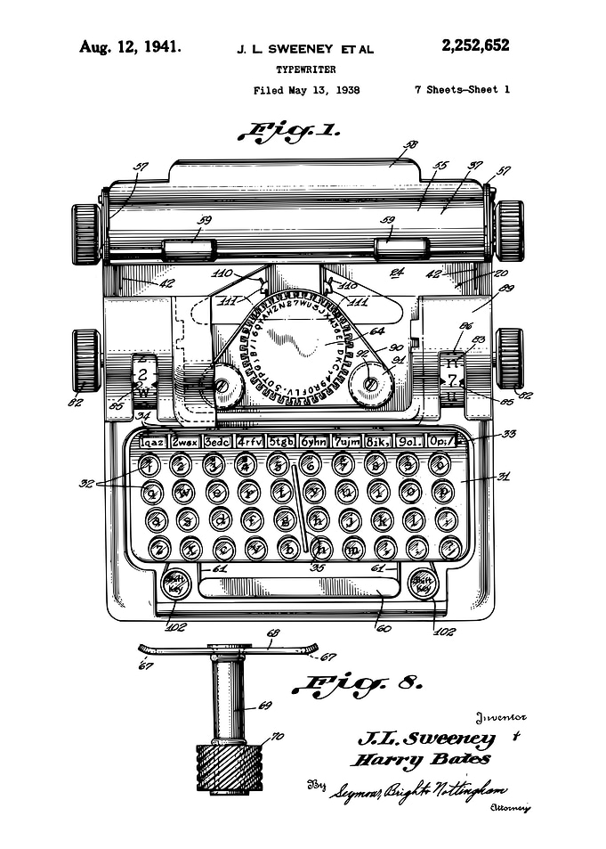 Typewriter patent 1938