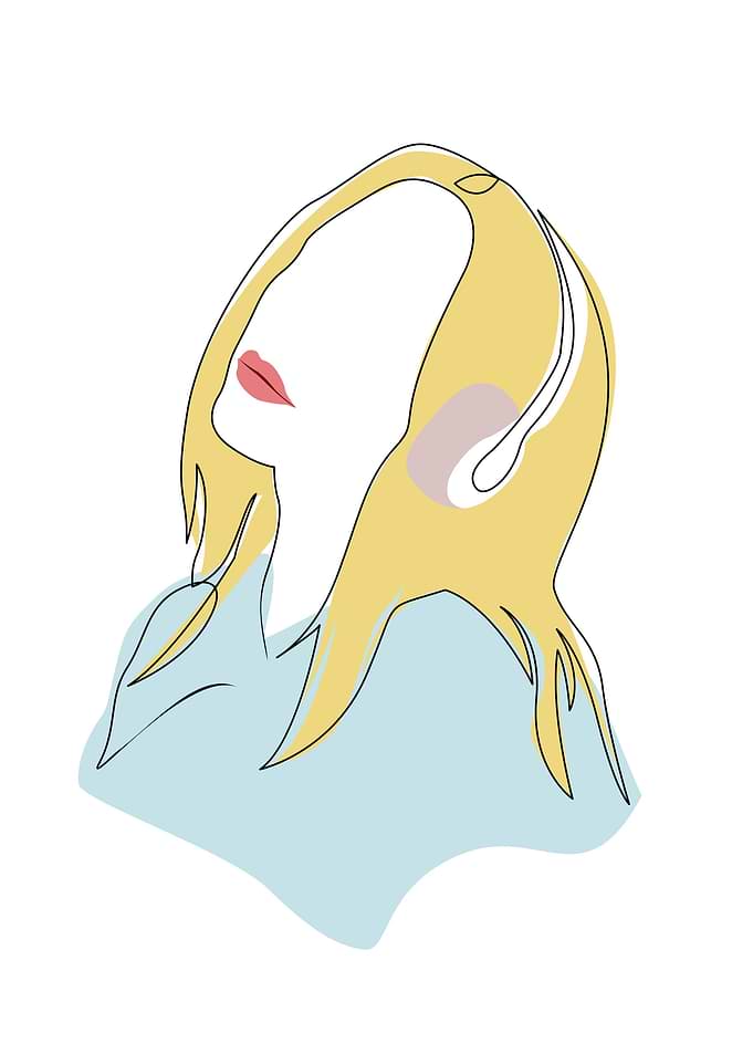 one line art relax girl