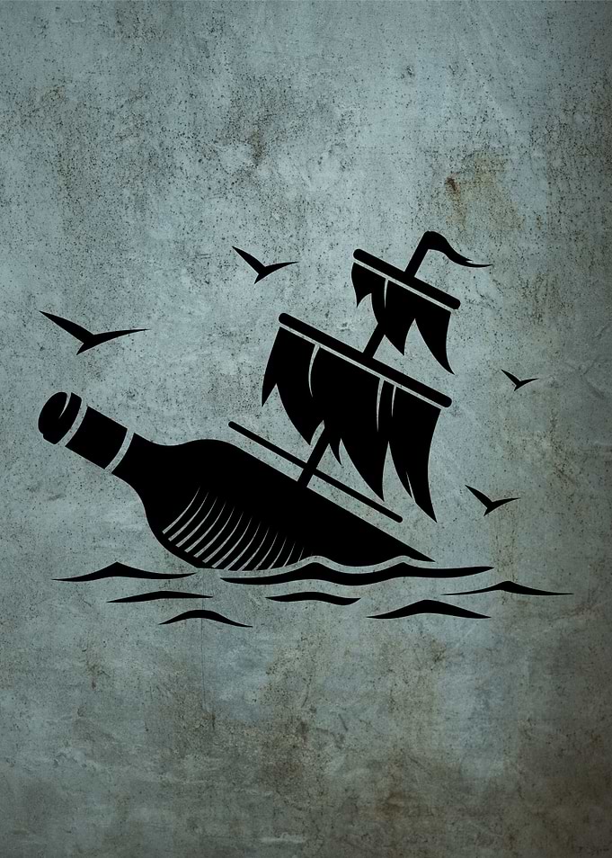 bottle boat vector art