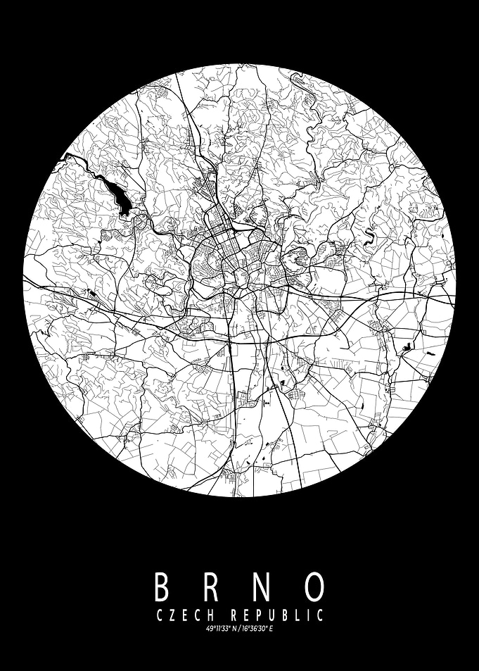 Brno City Map Full Moon
