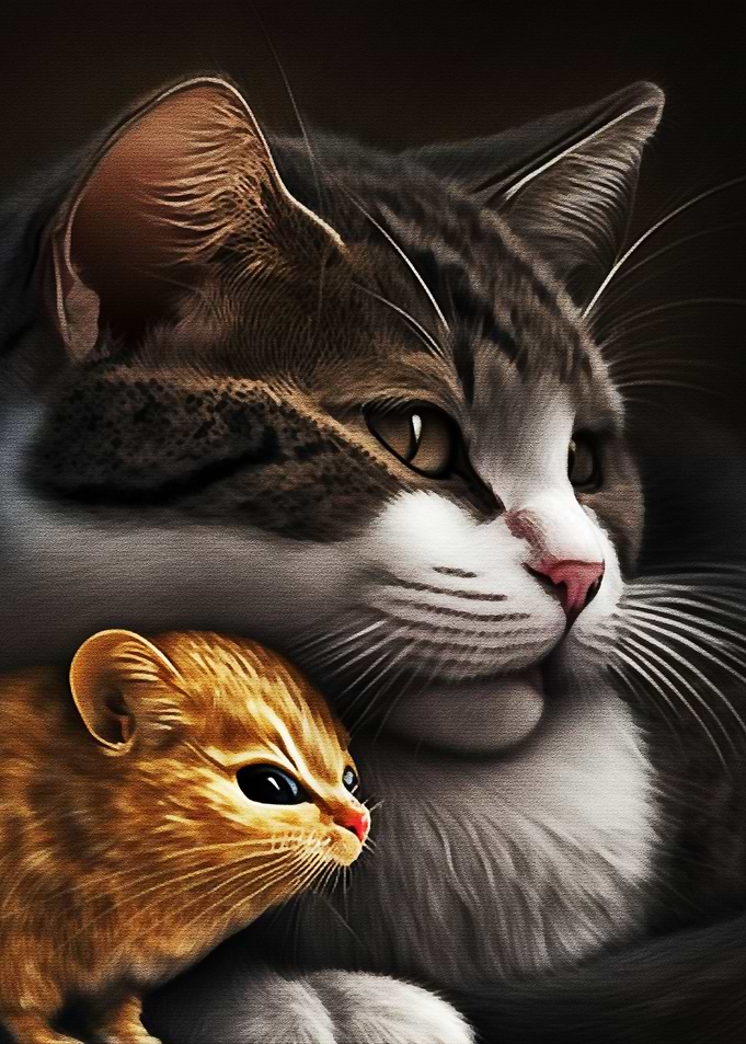 Cute Cat and Mouse
