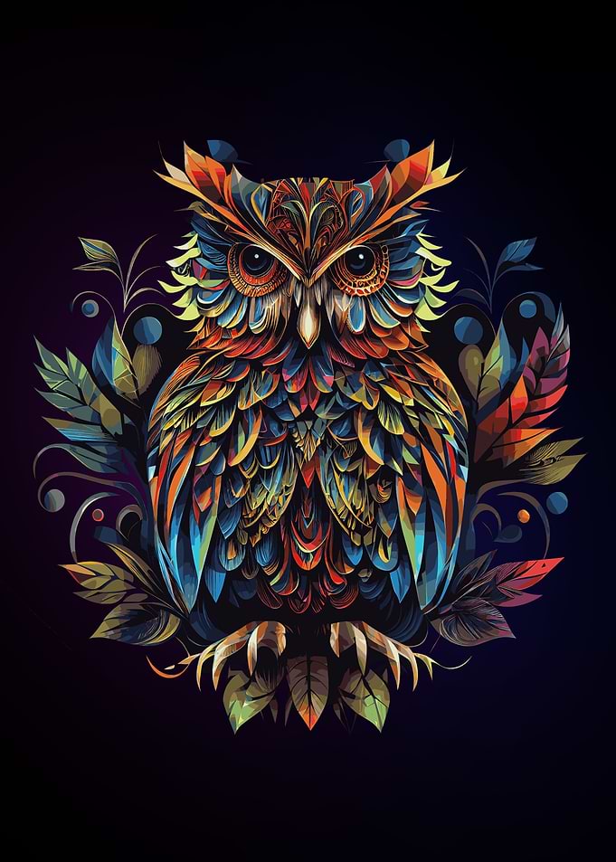 Abstract Owl Painting