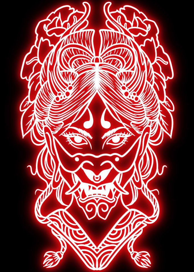 samurai girl neon