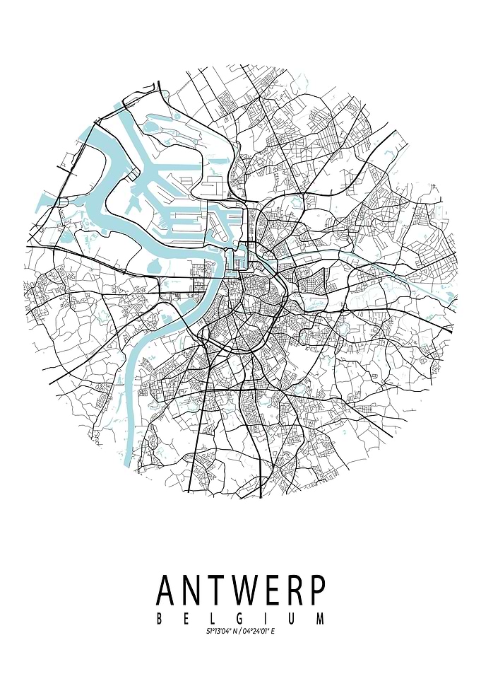 Antwerp City Map Circle