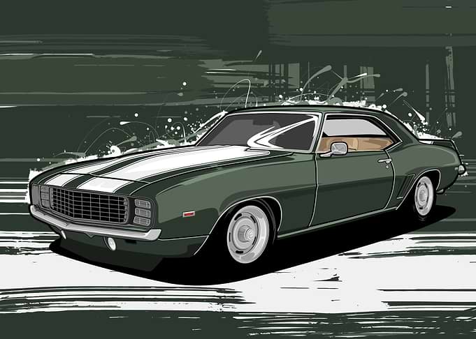Car with grunge background