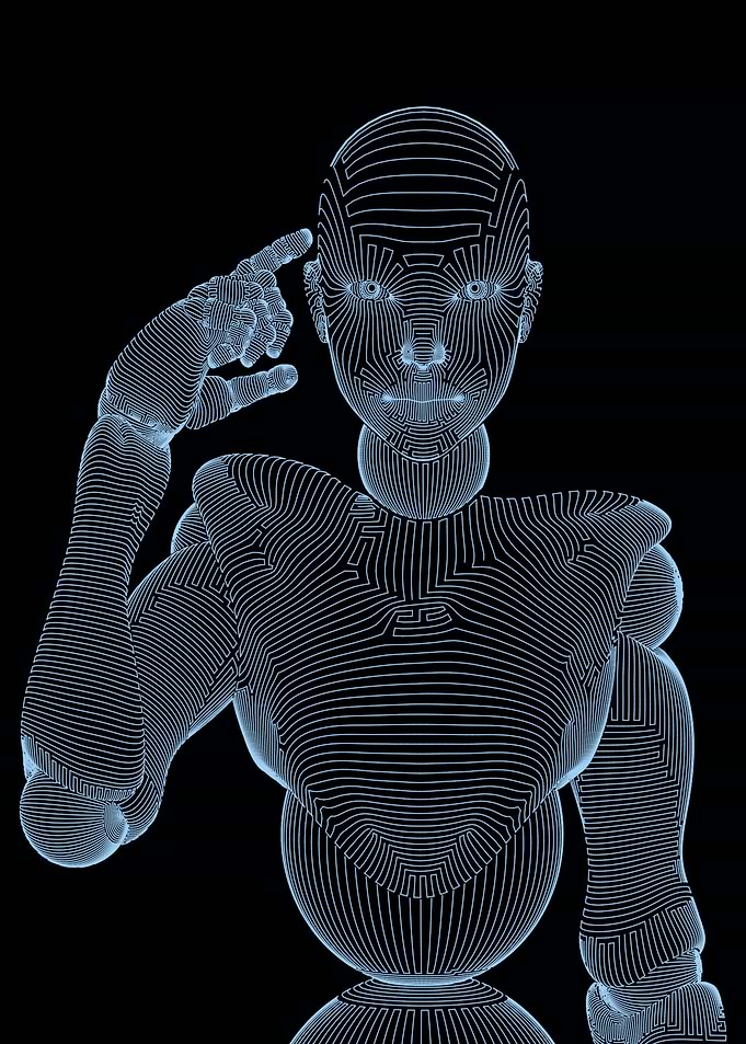 wireframe female cyborg