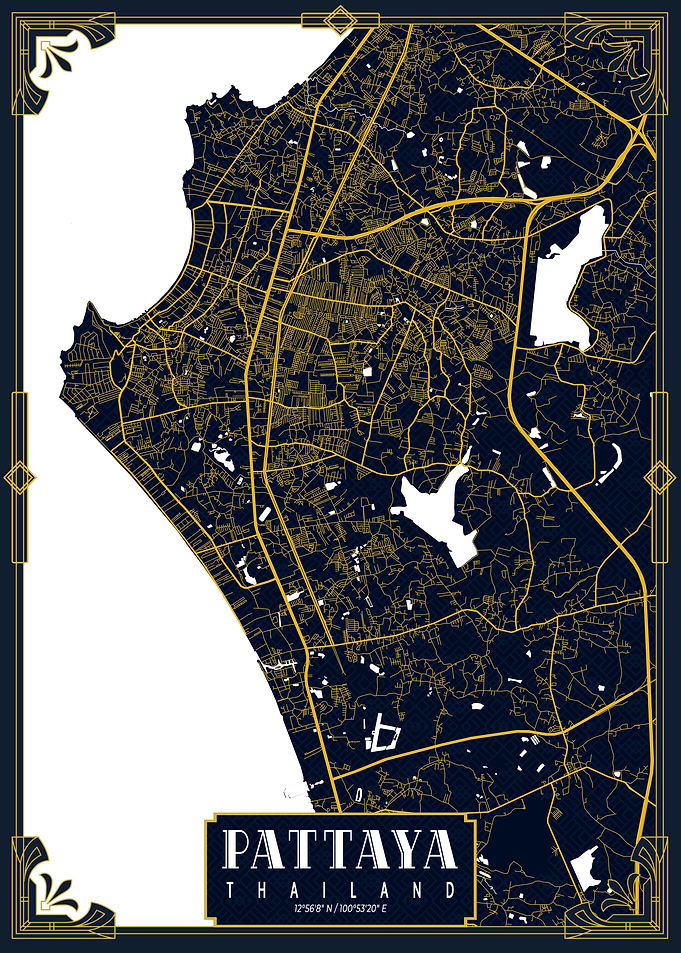 Pattaya City Map Gold