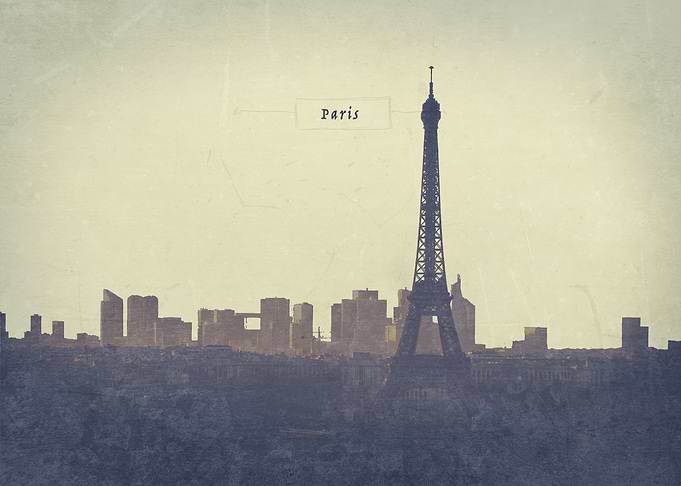 Paris Skyline postcard