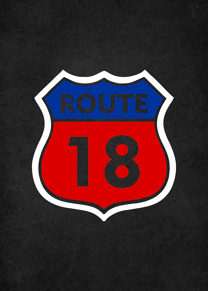 route 18+ badges sign