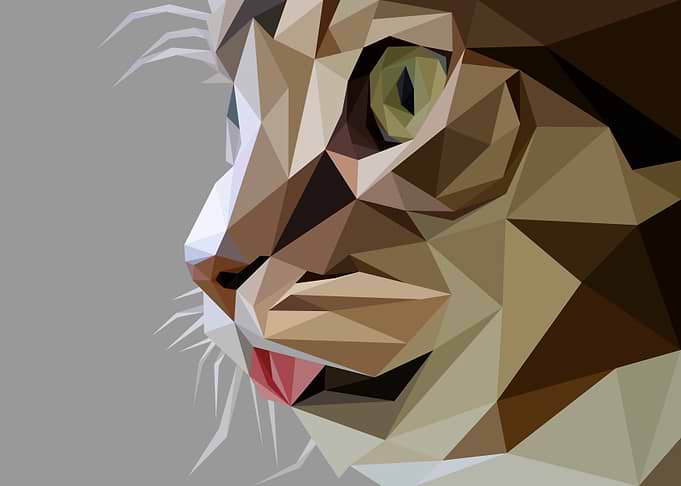 Brown Cat in Low Poly