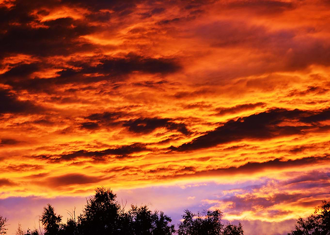 Summer fiery sunset