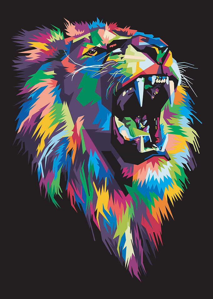 Colorful lion head