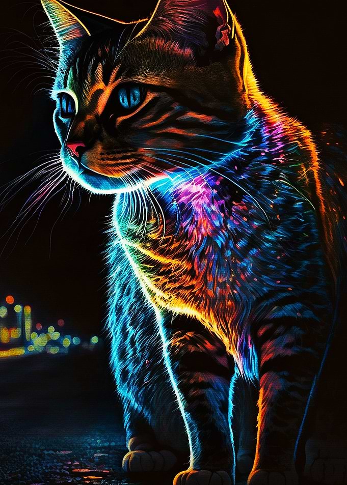 Realistic cat night time