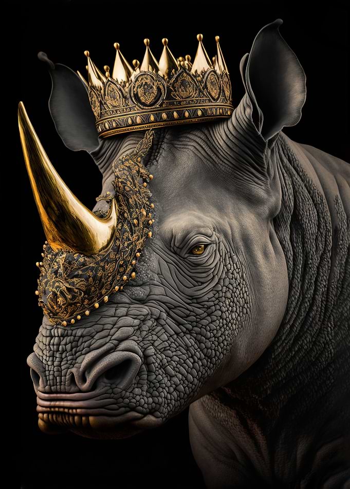King Rhino Golden Art Deco