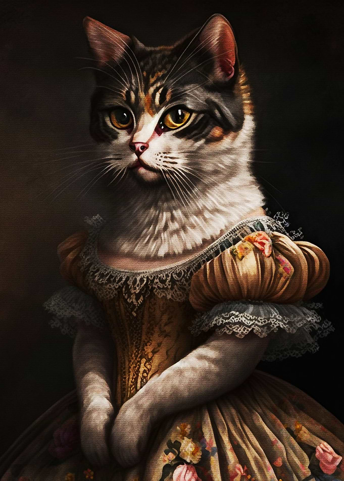 Cat wearing dress