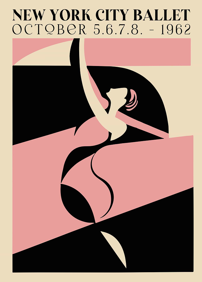 Pink Geometric Ballet Art