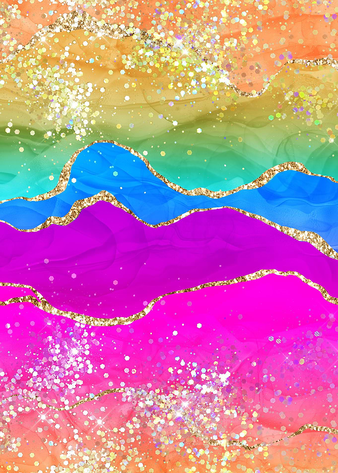 Rainbow Glitter Agate 01