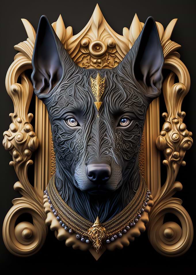 Dog Golden Art Deco