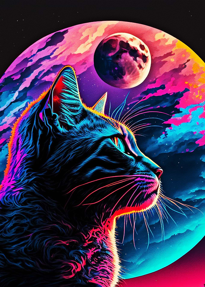 Cat looking at the moon