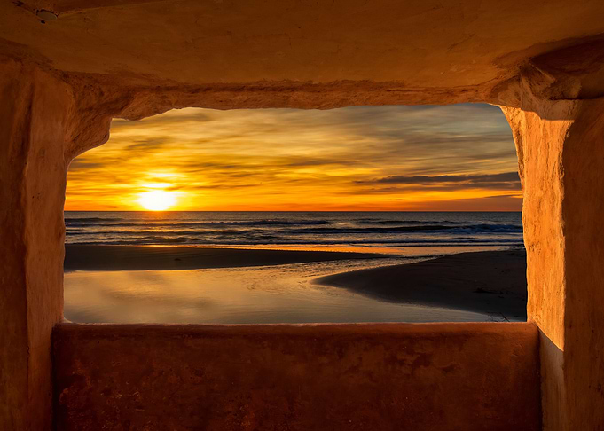 Open window sea beach view