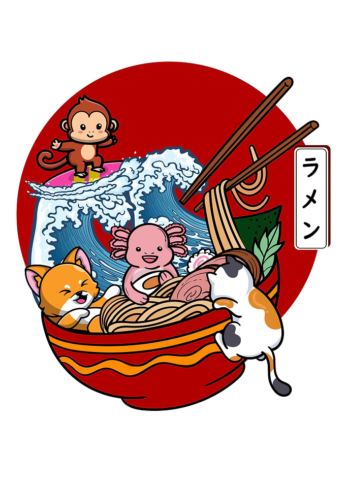 Fox Panda Axolotl ramen