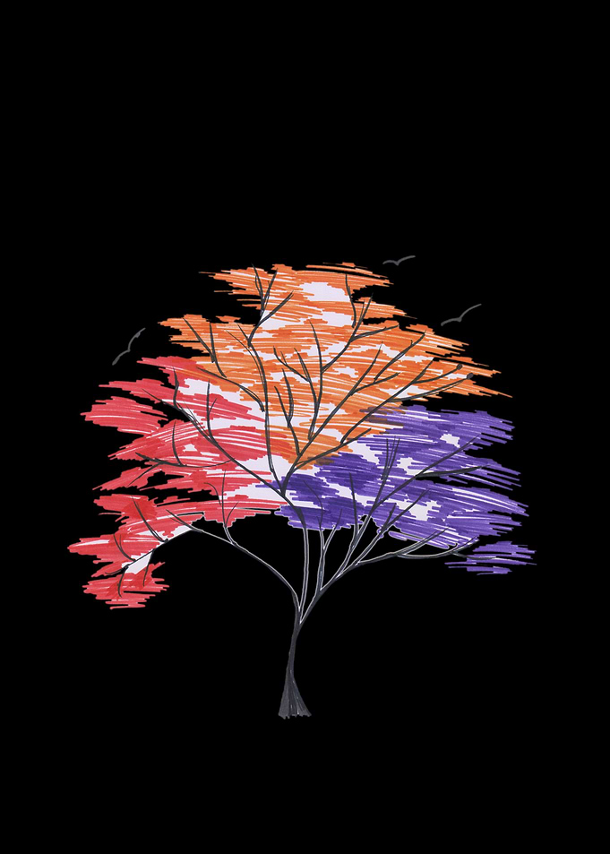 the tree in black