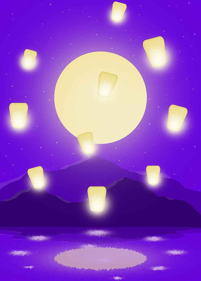 Purple 2D landscape