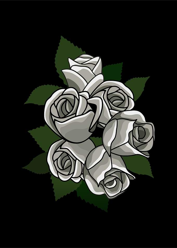 white flowers poster art