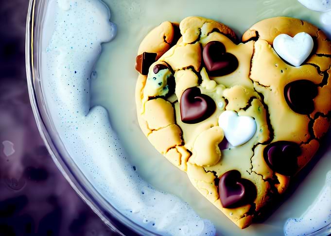 Love cookie on cloud milk