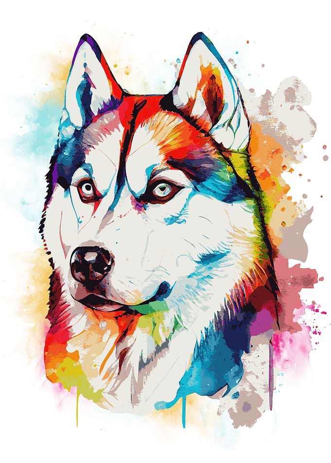 Watercolor Siberian Husky