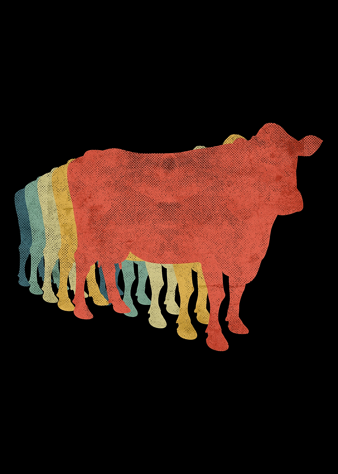 Cow Retro Vintage Color