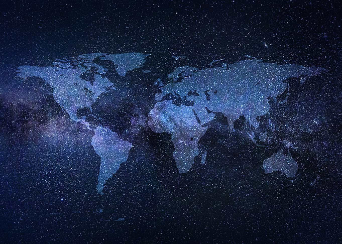 World map fantasy on space