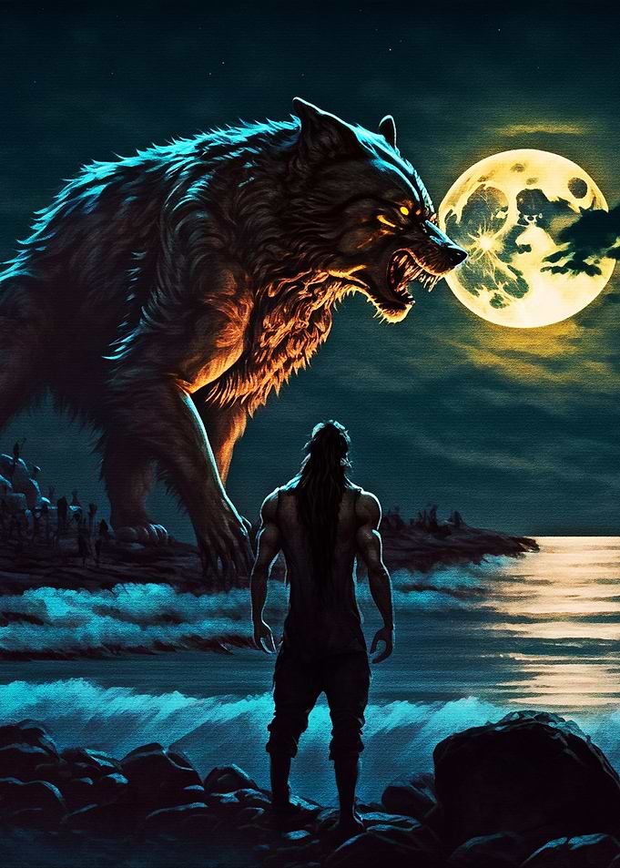 Werewolf realistic scene