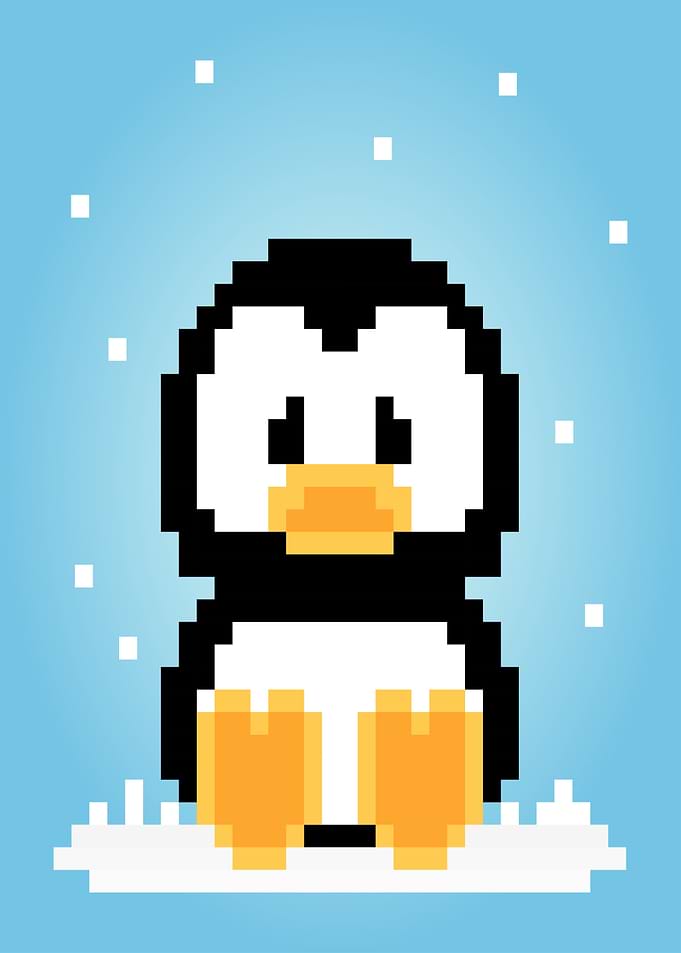 8 bit pixels penguin