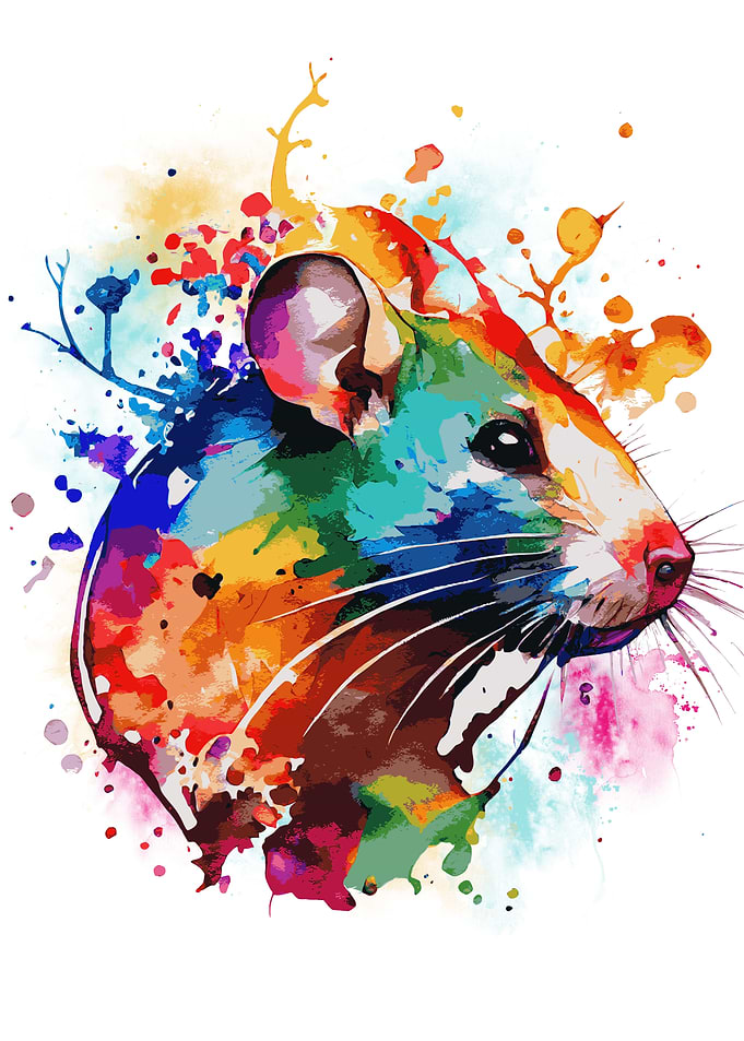 Watercolor Rat Painting