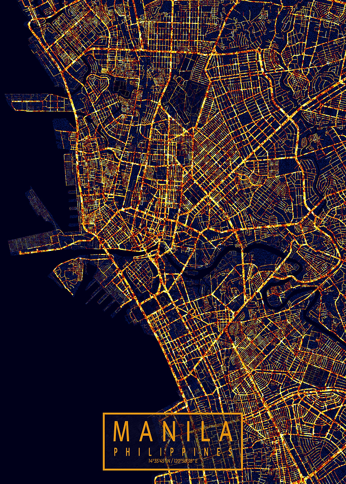 Manila Map City At Night