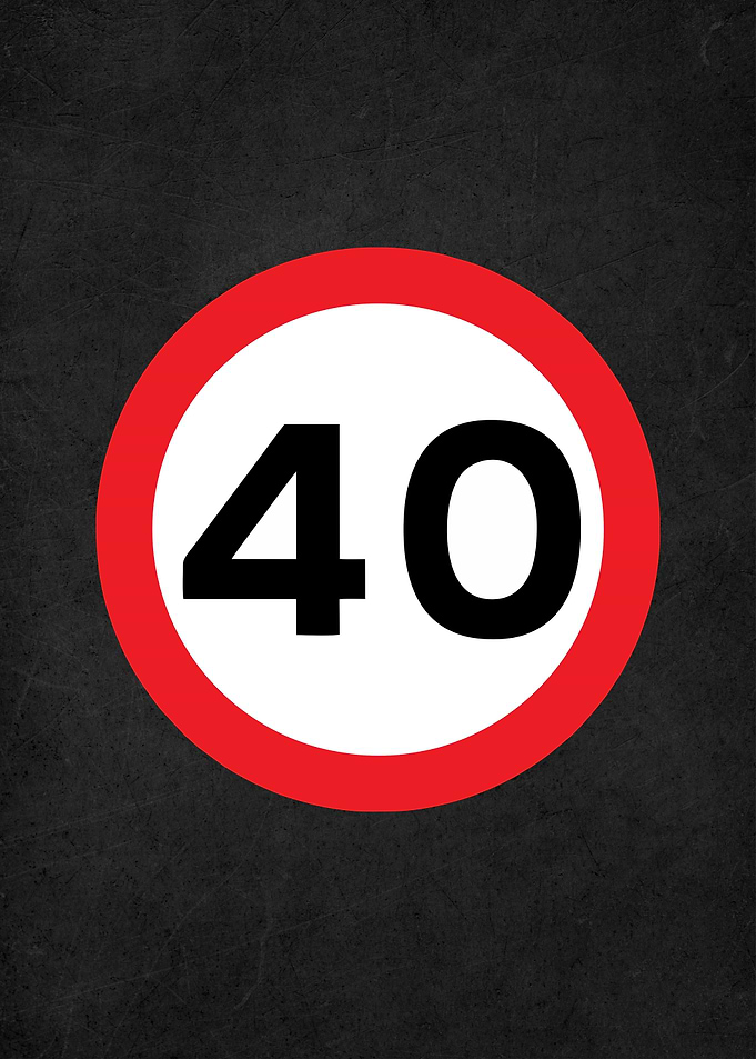 raod sign warning 40